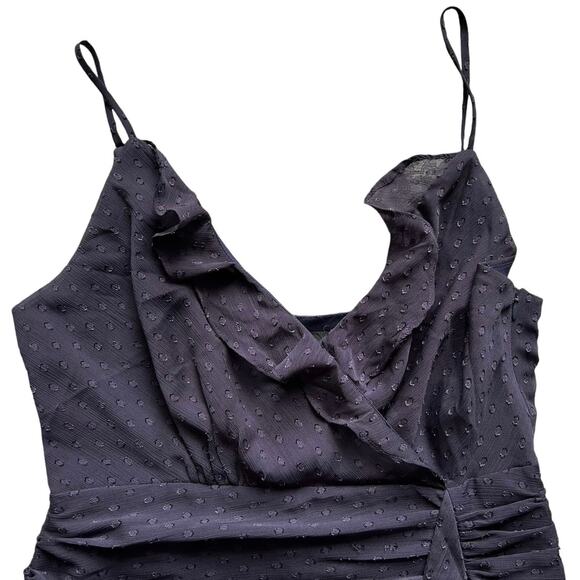 LULUS Women’s Season of Soirees Navy Blue Clipped Dot Ruffled Maxi Dress-Size M - Picture 5 of 9